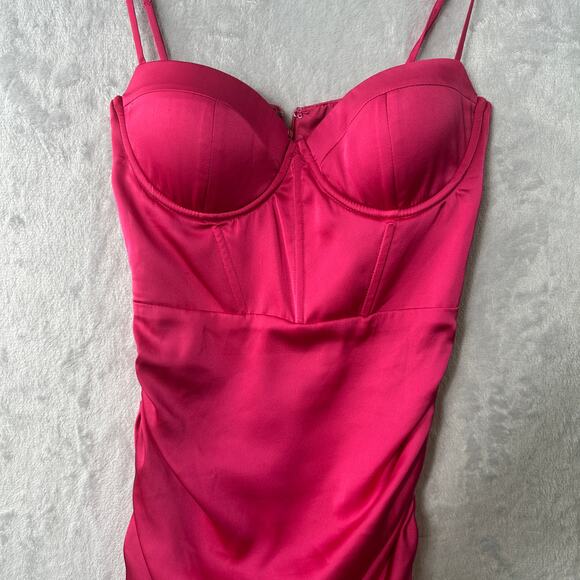 Oh Polly “Timeless Romance” Pink Satin Mini Dress – Size 4 - Picture 5 of 8